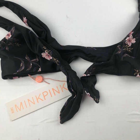 Women Large MINKPINK Jasmine Tie Front Floral Bikini Top - Picture 5 of 10